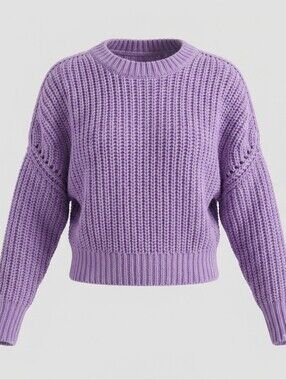 Cloth Pastel Purple Cropped Oversized Casual Bat Wing Women's Sweater Size XS